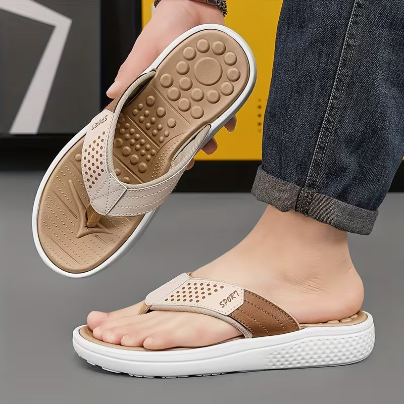 PROCLOGS Orthopedic Comfort Men's Massage Flip Flops – Beige
