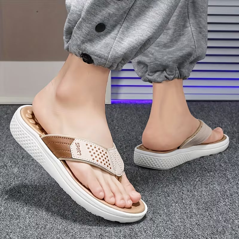 PROCLOGS Orthopedic Comfort Men's Massage Flip Flops – Beige